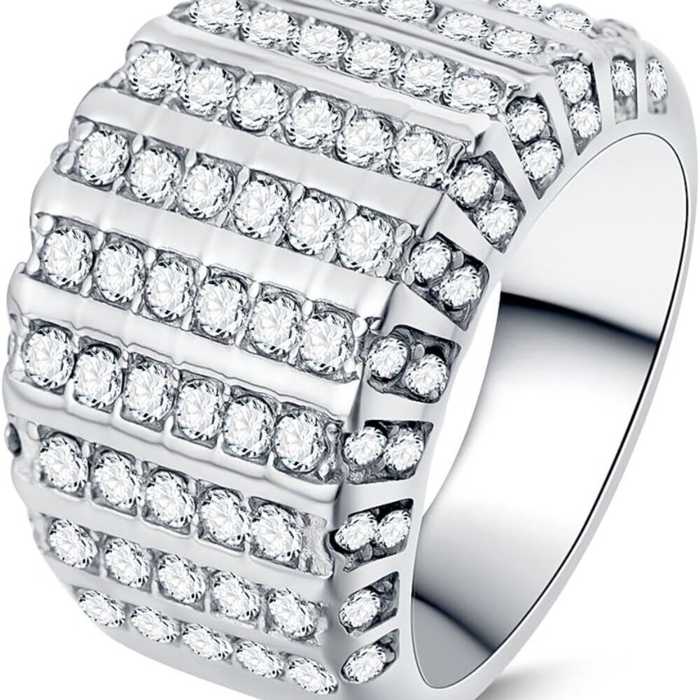 Stainless Steel Wedding Engagement Eternity Cluster Cocktail Anniversary Valenti